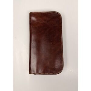 Piquadro Zip Around Long Wallet 6.5 x 3.5 " Brown Leather Credit Card Pen holder